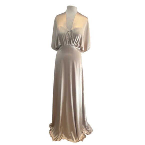 Revelry Devan Convertible Satin Maxi Dress – Gold Champagne – Size 10 Tall – Bri - Picture 2 of 13